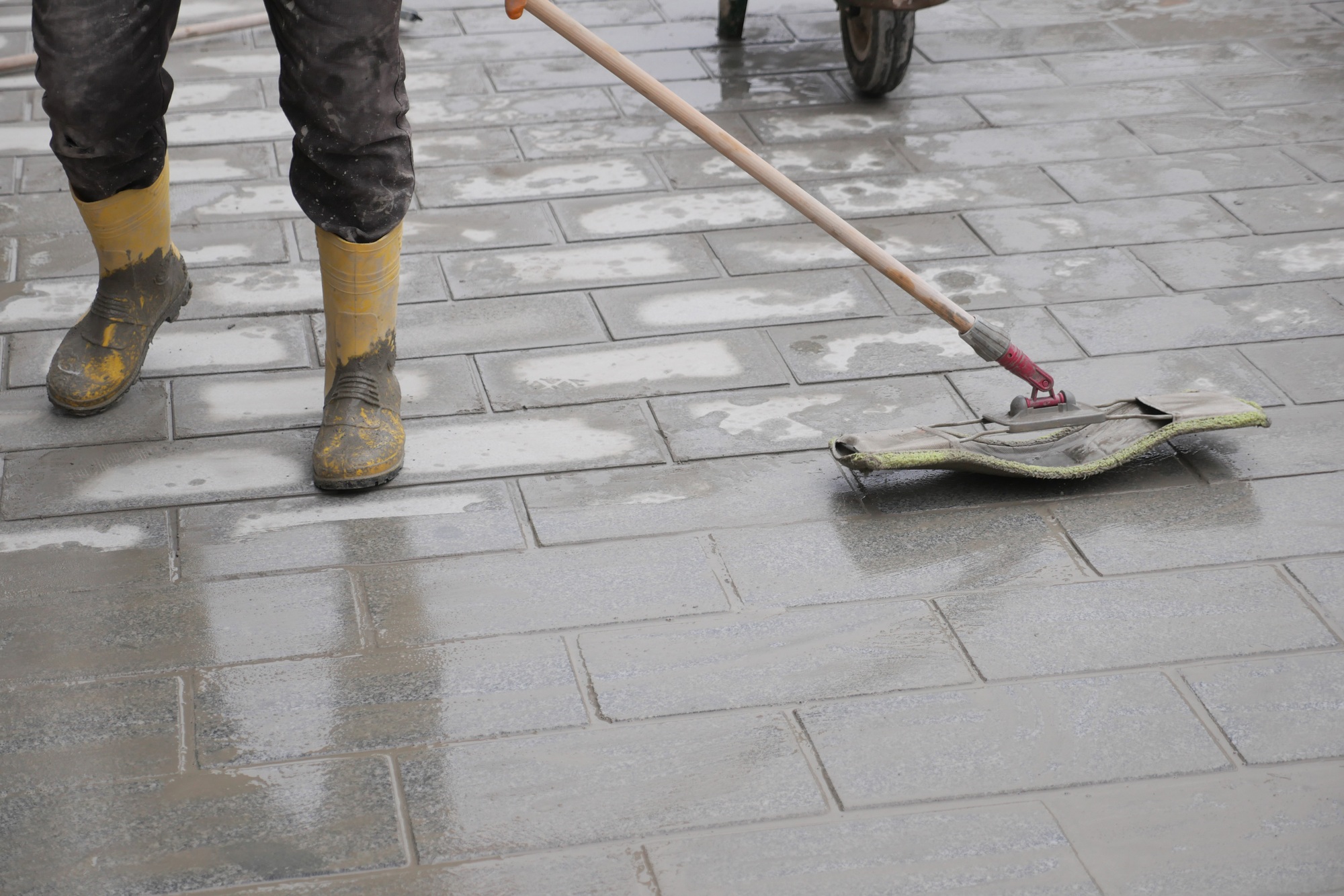 sidewalk pavement construction works in istanbul .